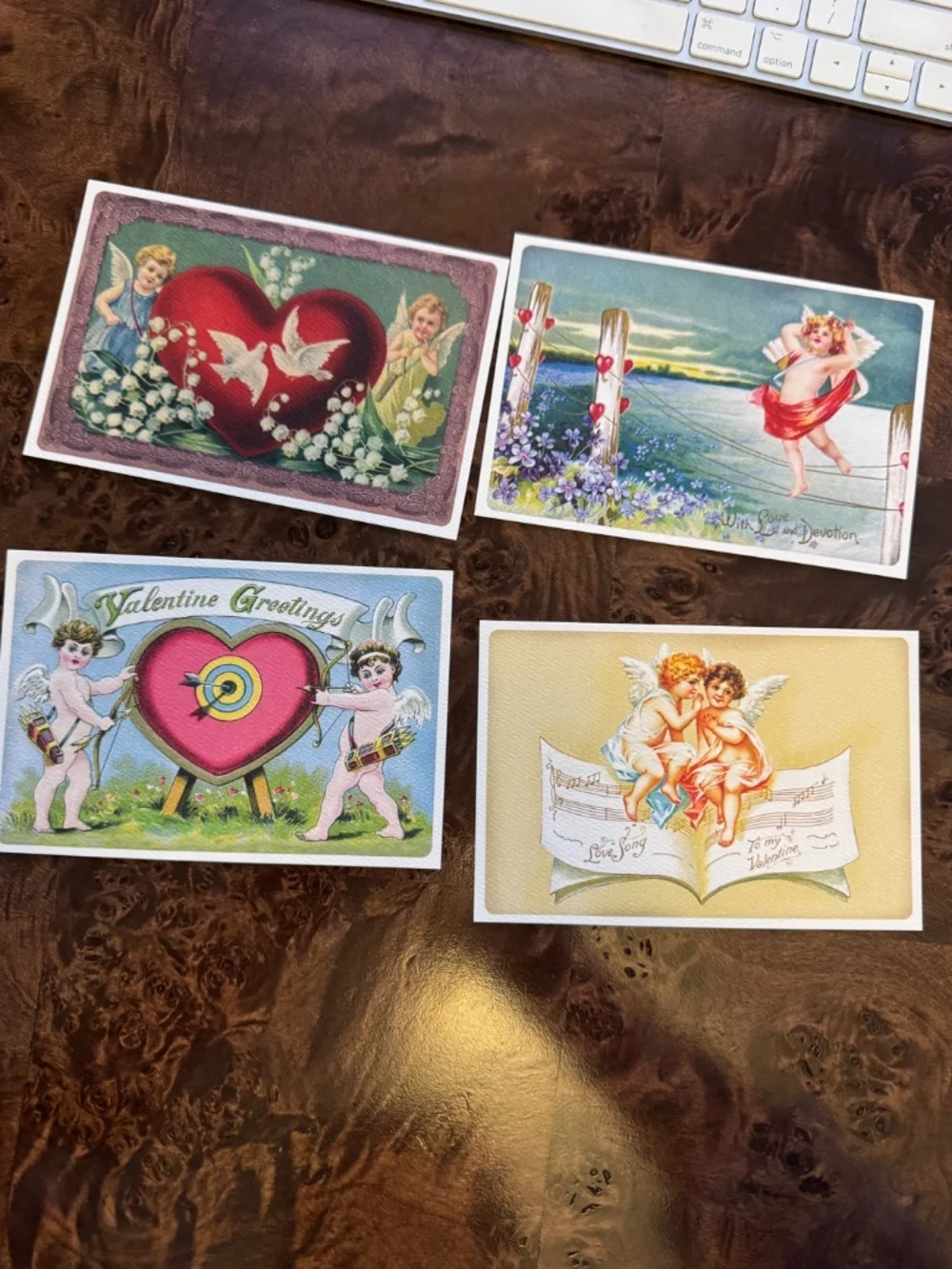 4-Pack of Vintage Retro Love Valentines Postcards - Brand New
